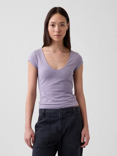 Gap Closeknit Jersey V-neck T-shirt In Purple