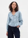 Gap Collared V-neck Peplum Top
