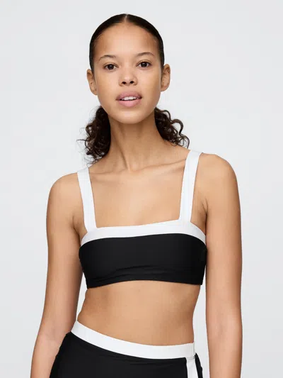 Gap Colorblock Bandeau Bikini Top In Black With White Tipping