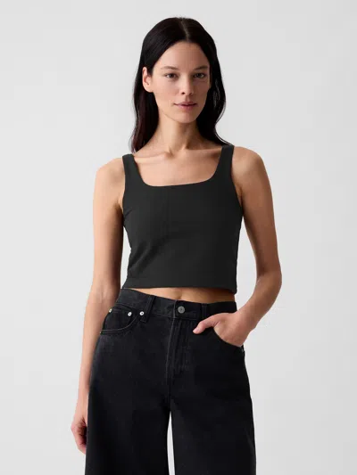 Gap Compact Jersey Cropped Tank Top In Black