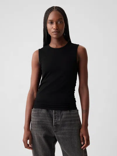 Gap Compact Jersey Cropped Tank Top In Black