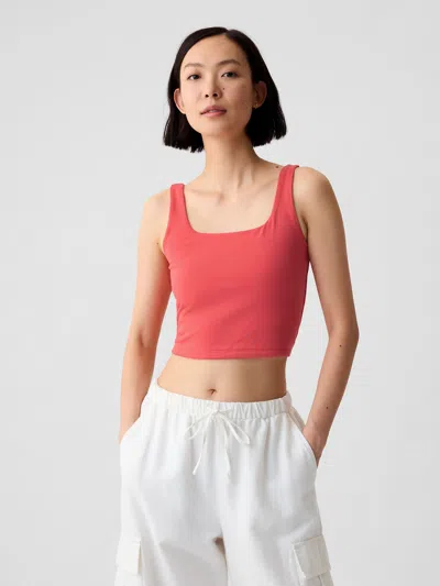 Gap Compact Jersey Cropped Tank Top In Fire Coral Red