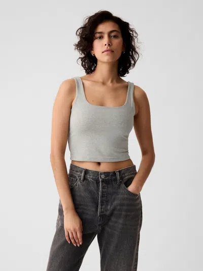 Gap Compact Jersey Cropped Tank Top In Grey