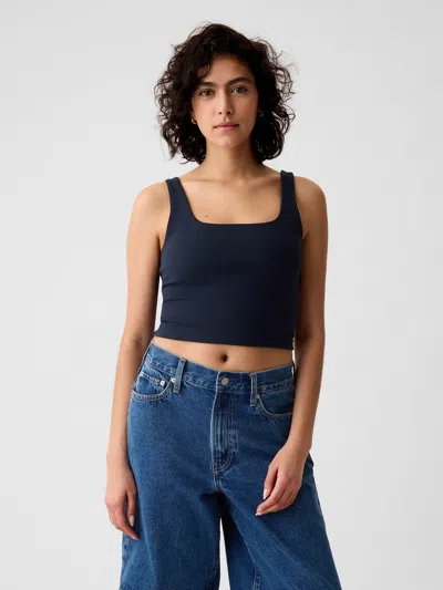 Gap Compact Jersey Cropped Tank Top In Navy Blue