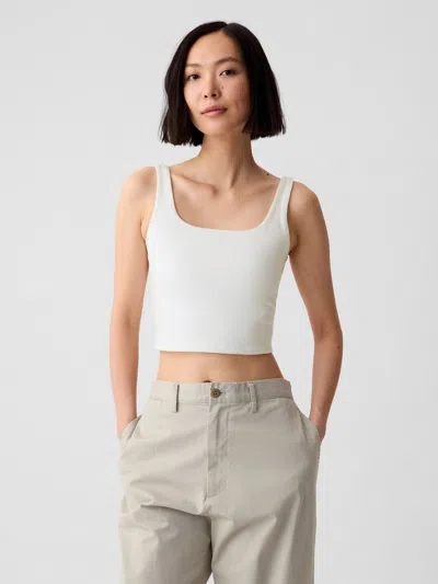 Gap Compact Jersey Cropped Tank Top In Off White
