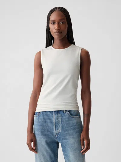 Gap Compact Jersey Cropped Tank Top In Off White