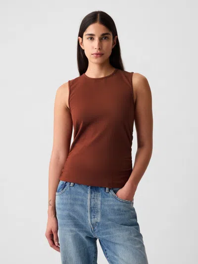 Gap Compact Jersey Cropped Tank Top In Smoked Paprika Brown