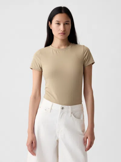 Gap Compact Jersey T-shirt Bodysuit In Khaki Tan