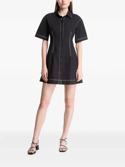 Gap Contrast-stitch Short-sleeve Mini Dress In Black