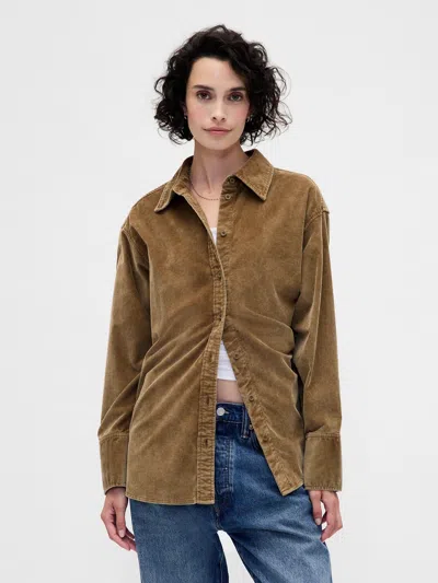 Gap Corduroy Big Shirt In Brown