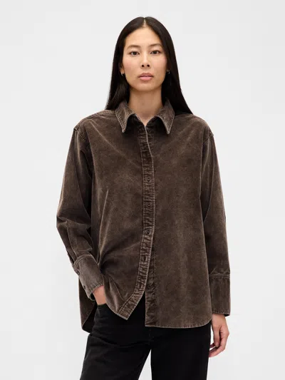 Gap Corduroy Big Shirt In Brown