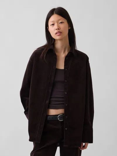 Gap Corduroy Big Shirt In Terra Brown