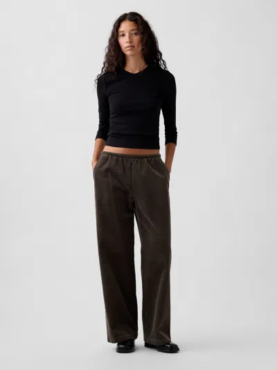 Gap Corduroy Easy Wide-leg Pants In Bamboo Green