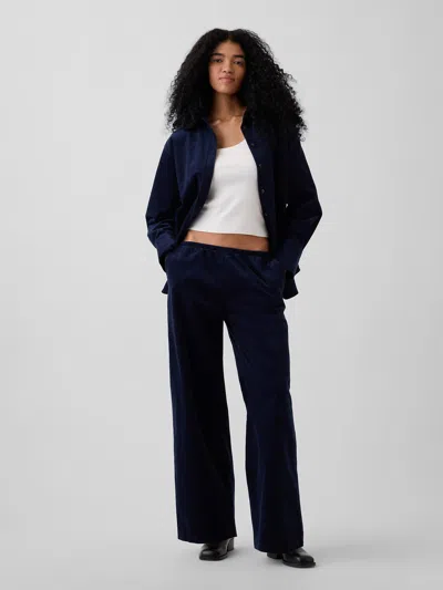 Gap Corduroy Easy Wide-leg Pants In Tapestry Navy Blue