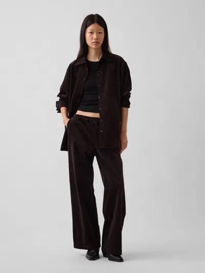 Gap Corduroy Easy Wide-leg Pants In Terra Brown