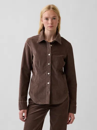 Gap Corduroy Fitted Shirt In Plymouth Rock Brown