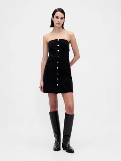 Gap Corduroy Strapless Mini Dress In Black