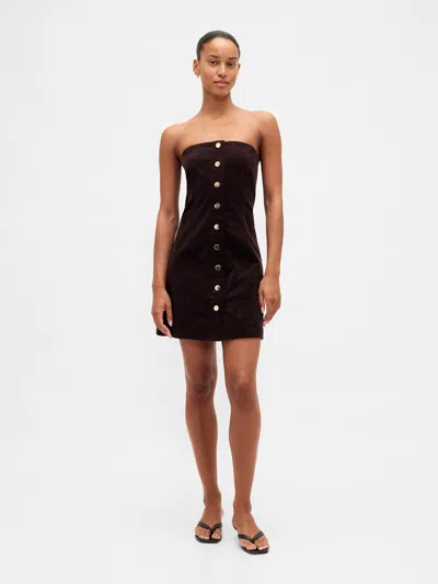 Gap Corduroy Strapless Mini Dress In Brown