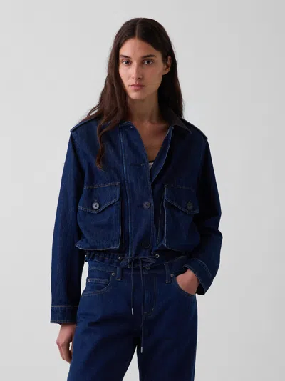 Gap Corduroy-collar Relaxed Denim Jacket In Dark Wash