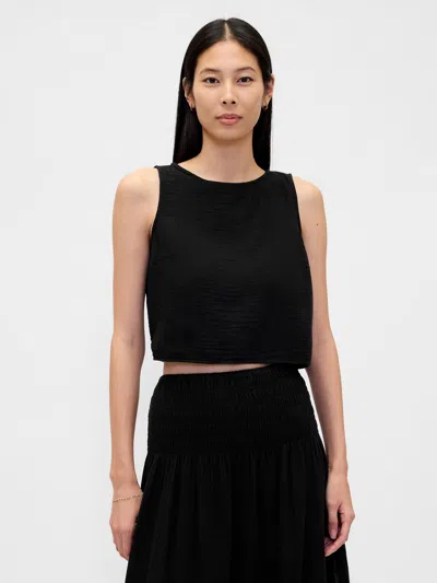 Gap Cotton Gauze Crop Shell Top In Black