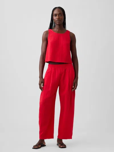 Gap Cotton Gauze Easy Barrel Pants In Red