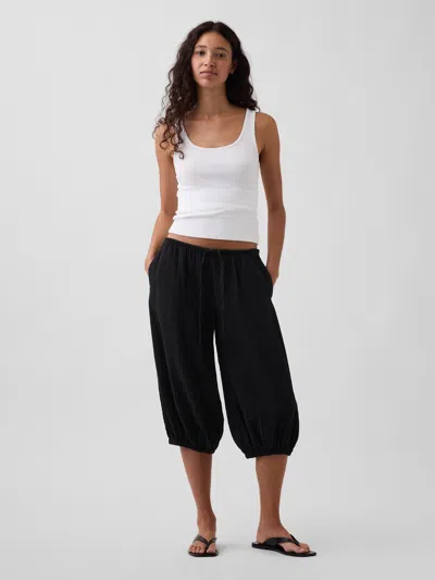 Gap Cotton Gauze Easy Culotte Pants In Black