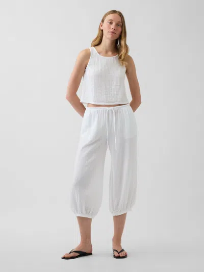 Gap Cotton Gauze Easy Culotte Pants In Fresh White