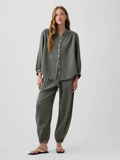 Gap Cotton Gauze Easy Joggers In Green