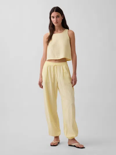 Gap Cotton Gauze Easy Joggers In Yellow