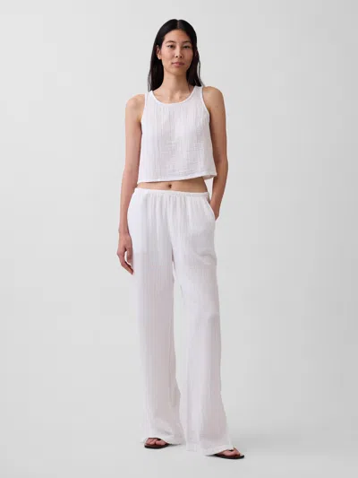 Gap Cotton Gauze Easy Split-hem Pants In White