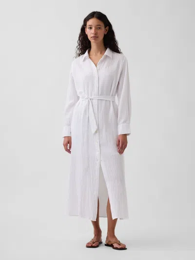 Gap Cotton Gauze Maxi Shirtdress In White