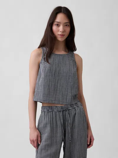 Gap Cotton Gauze Racer Shell Tank Top In Black