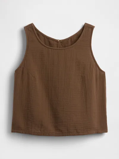 Gap Cotton Gauze Racer Shell Tank Top In Brown