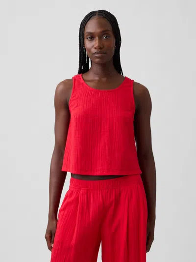 Gap Cotton Gauze Racer Shell Tank Top In Red