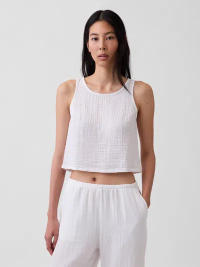 Gap Cotton Gauze Racer Shell Tank Top In White