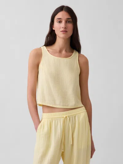 Gap Cotton Gauze Racer Shell Tank Top In Yellow
