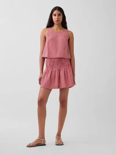 Gap Cotton Gauze Smocked Waist Mini Skort In Pink