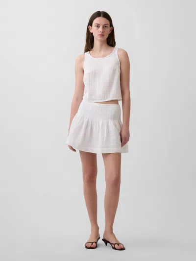 Gap Cotton Gauze Smocked Waist Mini Skort In White