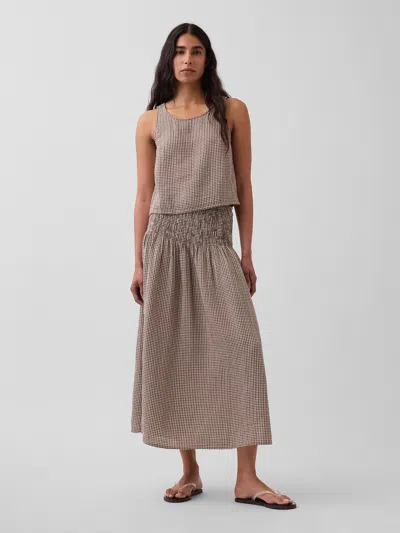 Gap Cotton Gauze Smocked-waist Maxi Skirt In Brown
