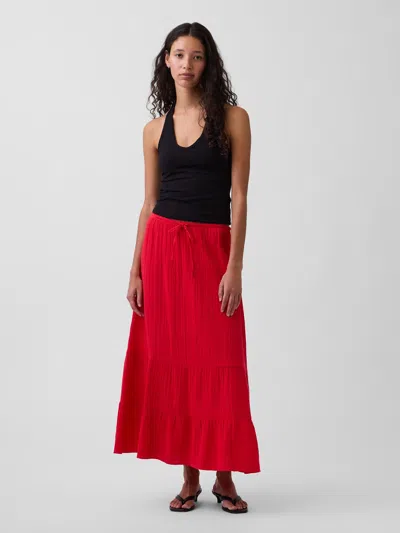 Gap Cotton Gauze Tiered Easy Maxi Skirt In Red