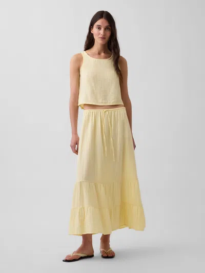 Gap Cotton Gauze Tiered Easy Maxi Skirt In Yellow