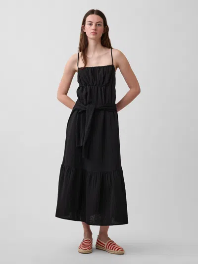 Gap Cotton Gauze Tiered Empire Waist Dress In Black
