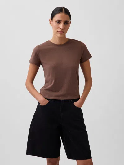 Gap Cotton Jersey Crop T-shirt In Brown