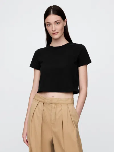 Gap Cotton Jersey Cropped T-shirt In Black