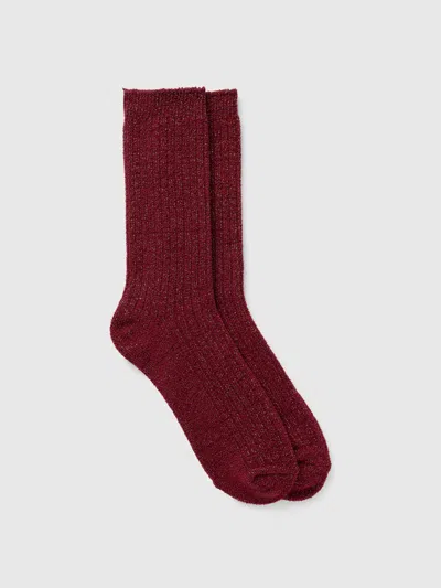 Gap Cozy Sparkle Rib Crew Socks In Red Delicious