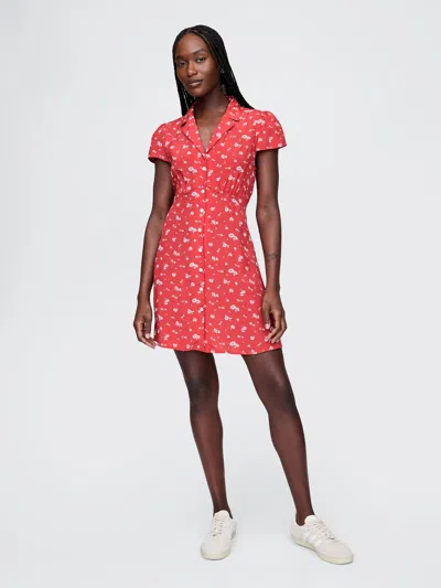 Gap Crepe Floral Mini Dress In Red Floral Print