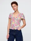 Gap Crepe Flutter-sleeve Top In Spring Multi Floral
