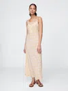 Gap Crepe Lace-trim Sweetheart Maxi Dress In Yellow Floral