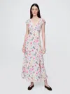Gap Crepe Lace-trim V-neck Maxi Dress In Multi Color Floral