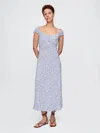 Gap Crepe Sweetheart Maxi Dress In White And Blue Floral